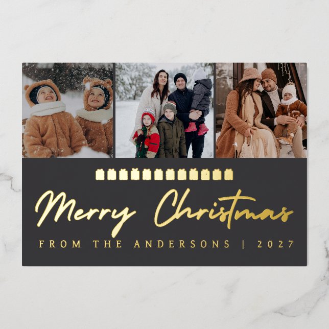 Modern Multi Photo Collage Merry Christmas (Front)