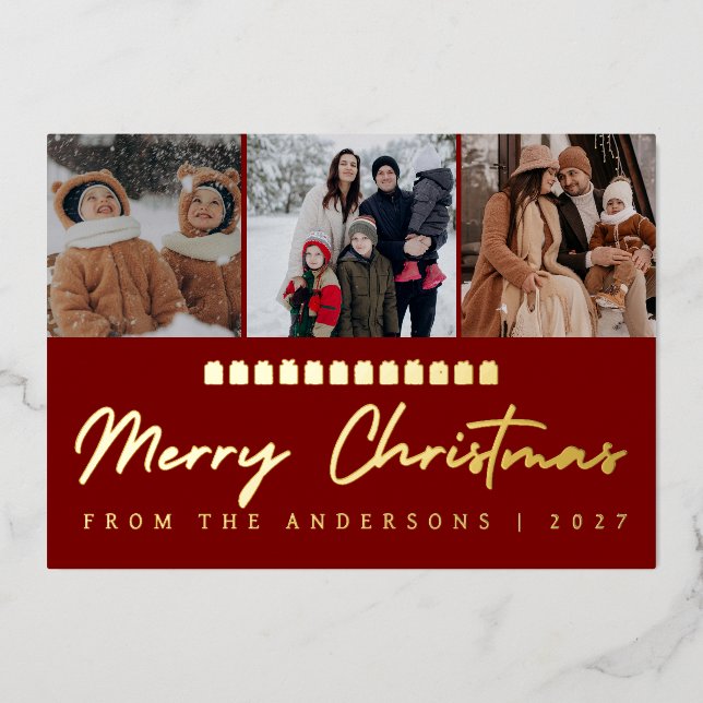 Modern Multi Photo Collage Merry Christmas (Front)