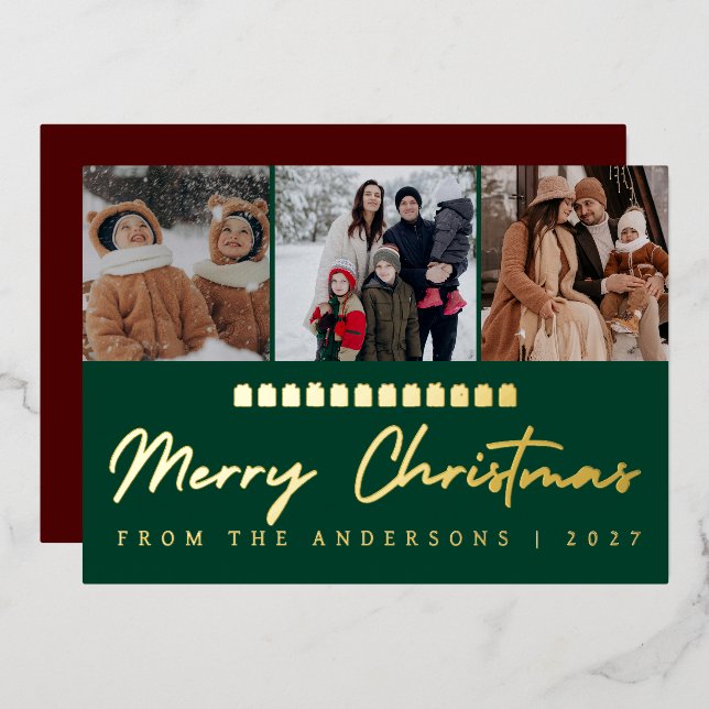 Modern Multi Photo Collage Merry Christmas (Front/Back)