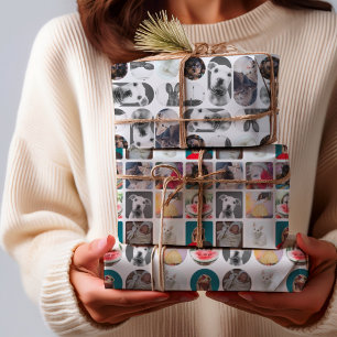 Modern Multi Photo Collage Pattern Wrapping Paper Sheet