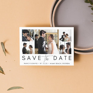 Modern Multi Photo Collage Wedding Save The Date
