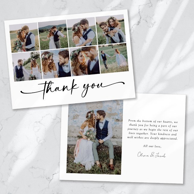 Modern Multi Photo Collage Wedding Thank You Card (Creator Uploaded)