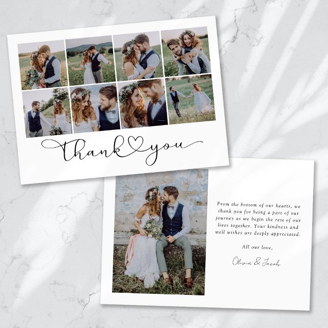 Modern Multi Photo Collage Wedding Thank You Card (Creator Uploaded)