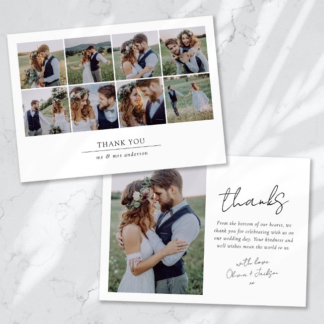 Modern Multi Photo Collage Wedding Thank You Card (Creator Uploaded)