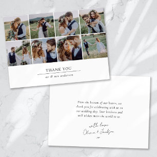 Modern Multi Photo Collage Wedding Thank You Card