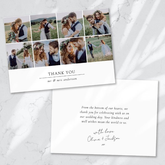 Modern Multi Photo Collage Wedding Thank You Card (Creator Uploaded)