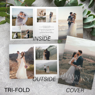 Modern multi photo collage wedding thank you card