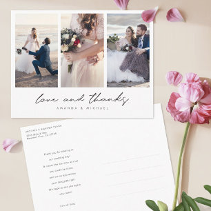 Modern Multi Photo Collage Wedding Thank You Postcard