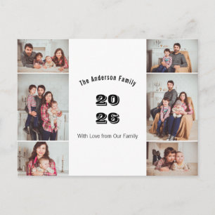 Modern Multi Photo Custom Family Year Postcard