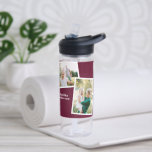 Modern multi photo family burgundy simple family water bottle<br><div class="desc">Modern stylish multi photo family gift. The burgundy colour can be changed.</div>