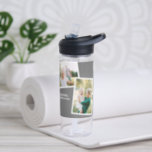Modern multi photo family grey simple family gift water bottle<br><div class="desc">Modern stylish elegant contemporary multi photo family gift. The grey colour can be changed.</div>