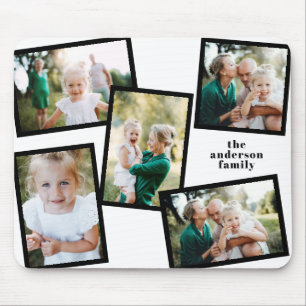 Modern multi photo family home decor black white mouse pad