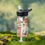 Modern multi photo family terracotta simple family water bottle<br><div class="desc">Modern stylish multi photo family gift. The terracotta colour can be changed.</div>