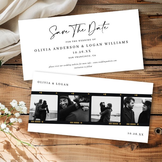 Modern Multi-Photo Filmstrip Wedding Save The Date (Creator Uploaded)