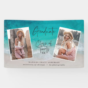 Modern multi photo graduation ocean beach modern banner