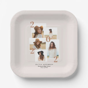 Modern multi photo graphic geometric terracotta an paper plate