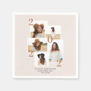 Modern multi photo graphic geometric terracotta napkin