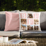 Modern Multi Photo Grid BFF Quote Pink Cushion<br><div class="desc">Discover the ultimate gift to celebrate your BFFs, with this customisable pillow that allows you to add 6 curved corner square photos, personalise the text and even choose your favourite colour! On the reverse, it reads 'BEST FRIENDS FOREVER' and includes a customisable quote, making for an ideal present or a...</div>