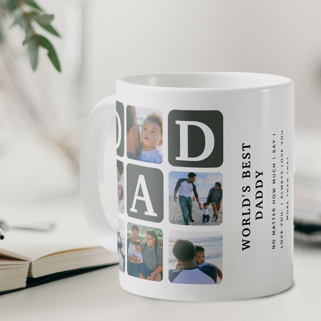 Modern Multi Photo Grid Cute DAD Gift Coffee Mug (Creator Uploaded)