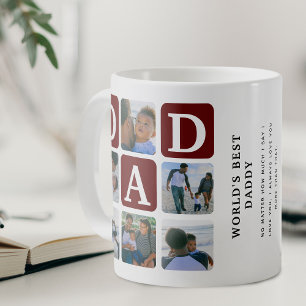Modern Multi Photo Grid Cute DAD Gift Coffee Mug