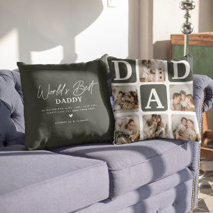 Modern Multi Photo Grid Cute DAD Gift Cushion