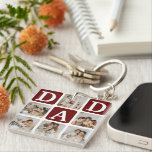 Modern Multi Photo Grid Cute DAD Gift Key Ring<br><div class="desc">Create your very own DAD keychain with this modern multi-photo grid collage and text. Design features 6 Photographs with curved corner squares with the text DAD in burgandy red blocks that can be changed to any colour. On the reverse the text 'World's Best Daddy' with a cute father quote that...</div>