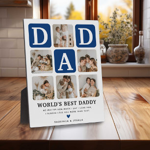 Modern Multi Photo Grid Cute DAD Gift Plaque