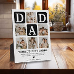 Modern Multi Photo Grid Cute DAD Gift  Plaque<br><div class="desc">Create your very own DAD plaque with this modern multi-photo grid collage and text. Design features 6 Photographs with curved corner squares with the text DAD in black blocks that can be changed to any colour. The text 'World's Best Daddy' with a cute father quote that can be kept or...</div>