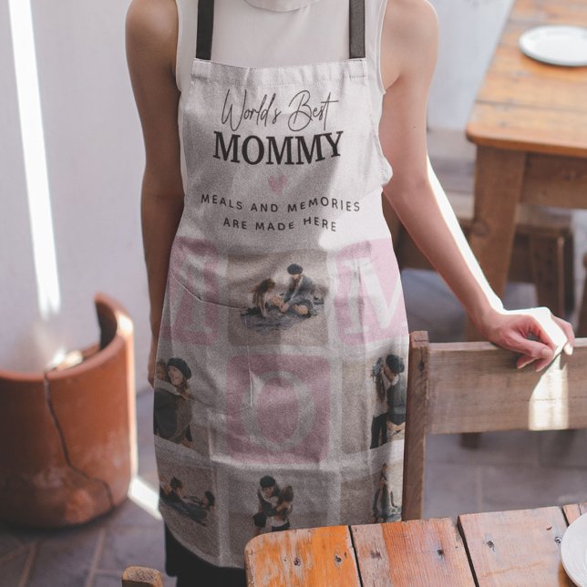 Modern Multi Photo Grid Cute MOM Gift Apron (Creator Uploaded)