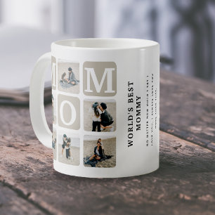Modern Multi Photo Grid Cute MOM Gift Coffee Mug