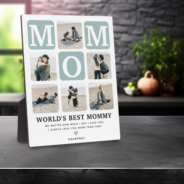 Modern Multi Photo Grid Cute MOM Gift  Plaque (Creator Uploaded)