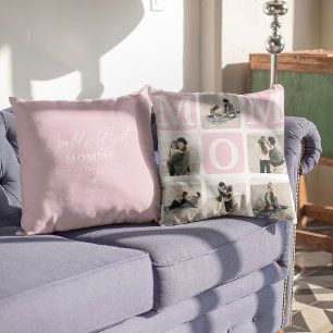 Modern Multi Photo Grid Cute MOM Gift  Throw Pillo Cushion
