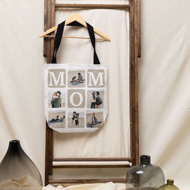 Modern Multi Photo Grid Cute MOM Gift Tote Bag (Creator Uploaded)