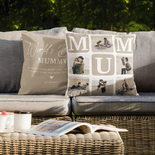 Modern Multi Photo Grid Cute MUM Gift  Cushion