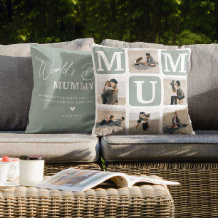 Modern Multi Photo Grid Cute MUM Gift Cushion