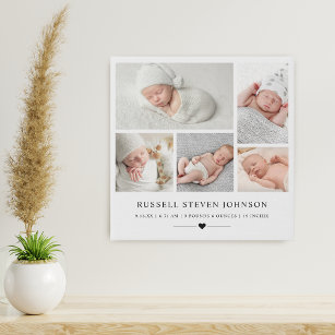 Modern Multi Photo Newborn Infant Faux Canvas Print