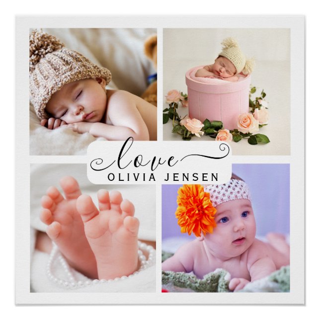 Modern Multi Photo Newborn Infant Poster (Front)