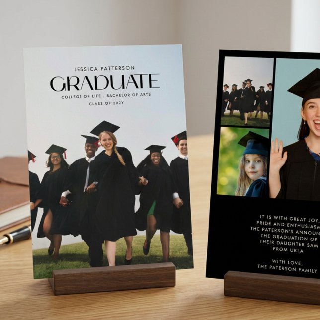 Modern Multi Photo University Graduate Graduation Announcement (Creator Uploaded)