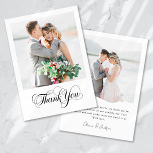 Modern Multi Picture Calligraphy Wedding Thank You Card