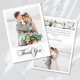 Modern Multi Picture Calligraphy Wedding Thank You Card