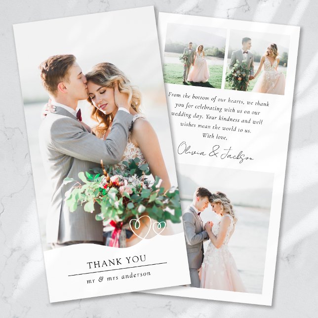 Modern Multi Picture Hearts Wedding Thank You Card (Creator Uploaded)