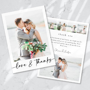 Modern Multi Picture Love & Thanks Wedding Thank You Card
