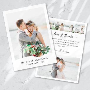 Modern Multi Picture Love & Thanks Wedding Thank You Card