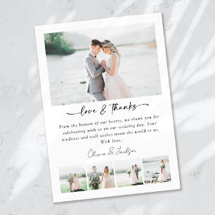 Modern Multi Picture Love & Thanks Wedding Thank You Card