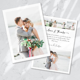 Modern Multi Picture Love & Thanks Wedding Thank You Card