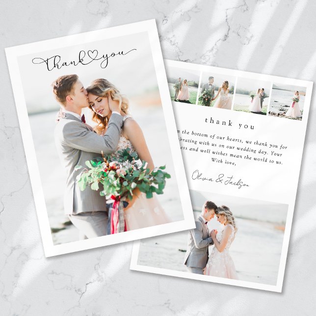 Modern Multi Picture Wedding Thank You Card (Creator Uploaded)