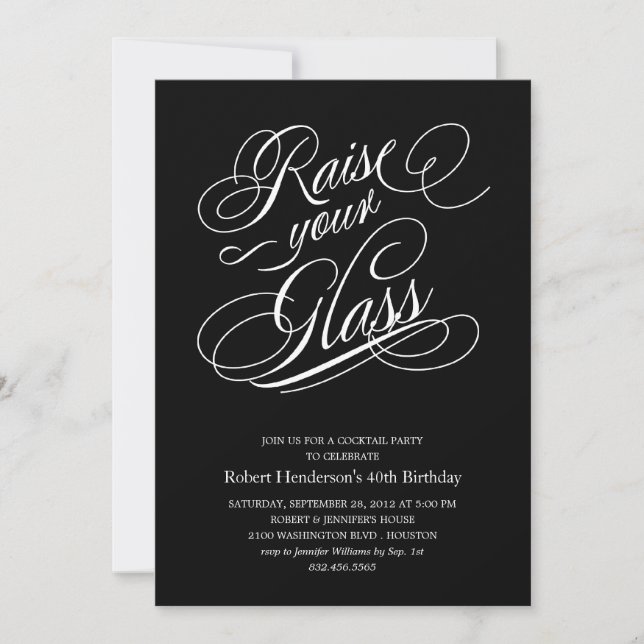 Modern Multi-Purpose Raise Your Glass Invitations (Front)