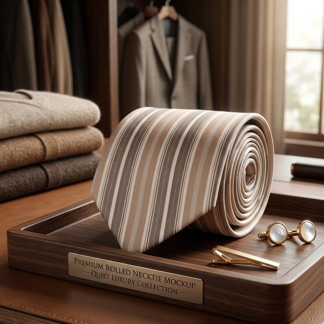 Modern Multi-Stripe Pattern in Coffee and Cream Tie (Creator Uploaded)