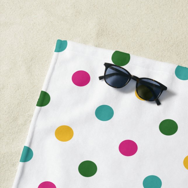 Modern Multicolor Polka Dot Beach Towel (In Situ)