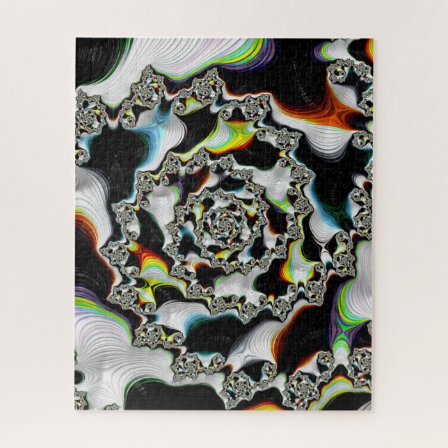 Modern Multicolor Psychedelic Spiral Fractal Jigsaw Puzzle (Vertical)